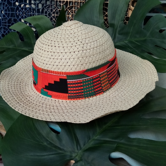 2 in 1 Kente Straw Bowler - Picture 2 of 4